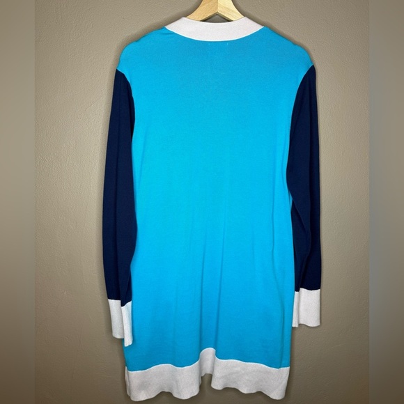 Lands' End Women's Turquoise and Navy Colorblock Duster Cardigan Bold Size XL - Picture 10 of 16